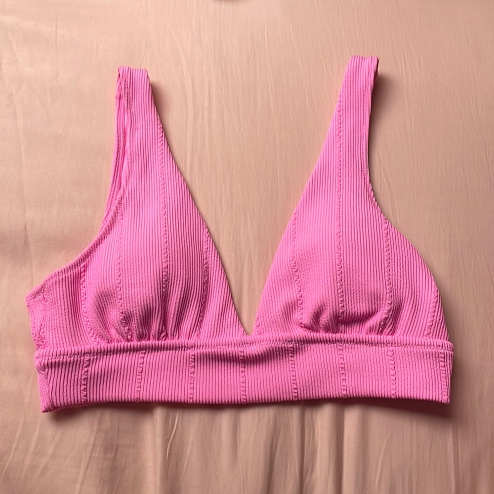 Aerie Pink Ribbed Bikini Top